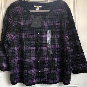 LIZ CLAIRBORNE 1X LADIES CARDIGAN SWEATER 45% COTTON 43% WOOL 12% NYLON